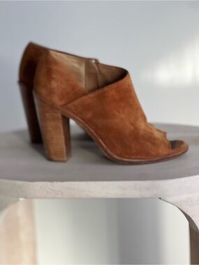 rag & bone Brown Suede Open-Toe Block Heel Mule